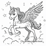 Dreamy Unicorn Pegasus under the Stars Coloring Pages 4