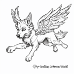 Dynamic Action Flying Winged Wolf Coloring Sheets 1