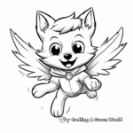 Dynamic Action Flying Winged Wolf Coloring Sheets 2