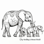 Dynamic Henna Elephant Migration Coloring Pages 4