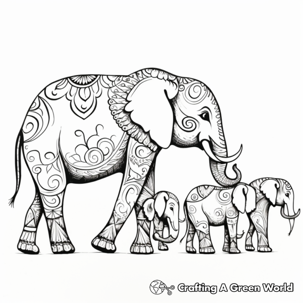 Henna Elephant Coloring Pages - Free &amp; Printable!