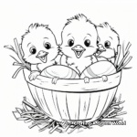 Easter Basket and Chicks Coloring Pages 2