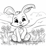 Easter Bunny in the Meadow Coloring Pages 1