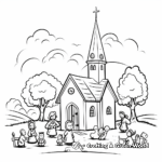 Easter Church Scene Coloring Pages 1