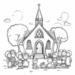 Easter Church Scene Coloring Pages 4