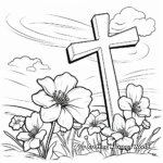 Easter Cross and Lilies Coloring Pages 4
