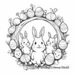 Easter Wreath Coloring Pages Filled with Eggs and Bunnies 1
