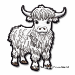 Easy Highland Cow Coloring Pages for Kids 1
