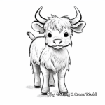 Easy Highland Cow Coloring Pages for Kids 3