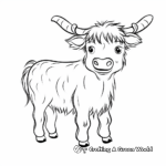 Easy Highland Cow Coloring Pages for Kids 4