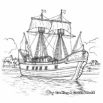 Easy Mayflower Ship Coloring Sheets 2
