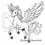 Easy-to-Color Flying Unicorn Coloring Pages for Children 3