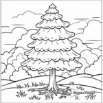 Easy-to-Color Pine Tree Coloring Pages for Kids 3