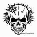 Edgy Punk Rock Rose Skull Coloring Pages 1
