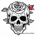 Edgy Punk Rock Rose Skull Coloring Pages 2