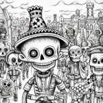Elaborate Day of the Dead Parade Coloring Pages 1
