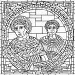Elaborate Greek Mosaic Coloring Pages for Adults 3