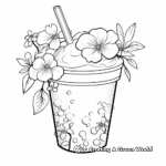 Elegant Floral-Themed Bubble Tea Coloring Pages 1