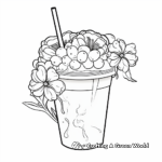 Elegant Floral-Themed Bubble Tea Coloring Pages 4
