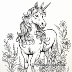 Elegant Floral Unicorn Coloring Pages 3