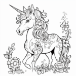 Elegant Floral Unicorn Coloring Pages 4