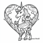 Elegant Royal Unicorn Heart Coloring Pages 1