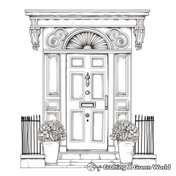 Elegant Victorian Door Coloring Pages 1