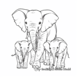Elephant Families: Adult and Baby Elephant Coloring Pages 2