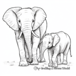 Elephant Families: Adult and Baby Elephant Coloring Pages 3