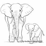 Elephant Families: Adult and Baby Elephant Coloring Pages 4