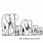 Elephant Parade: Group of Elephants Coloring Pages 3