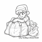 Elf Packing Santa's Sack Coloring Pages 1