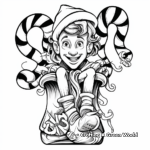 Elf Stocking with Candy Canes Coloring Pages 1