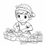 Elf Wrapping Gifts: A Scene at Santa’s Workshop Coloring Pages 1
