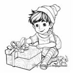 Elf Wrapping Gifts: A Scene at Santa’s Workshop Coloring Pages 2