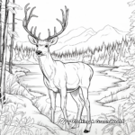 Elk by the River: Scenic Coloring Pages 1