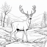 Elk by the River: Scenic Coloring Pages 4