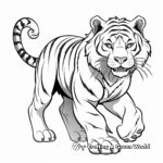 Elusive Night Tiger with Glowing Eyes Coloring Pages 1