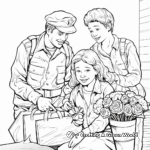 Emotional Homecoming Scenes Coloring Pages for Veterans Day 1