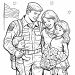 Emotional Homecoming Scenes Coloring Pages for Veterans Day 3