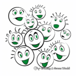 Emotions Series: Excited Green Smiley Face Coloring Pages 1