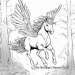 Enchanted Forest Flying Unicorn Coloring Pages 1