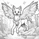 Enchanted Forest Flying Winged Wolf Coloring Pages 2