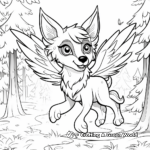 Enchanted Forest Flying Winged Wolf Coloring Pages 4