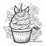 Enchanted Unicorn Cupcake Coloring Pages 1