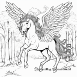 Enchanted Unicorn Pegasus in the Forest Coloring Pages 4