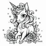 Enchanting Rose Unicorn Coloring Pages 1