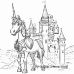 Enchanting Unicorns Guarding The Castle Coloring Pages 1