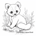 Endearing Red Panda Cub with Mother Coloring Pages 1
