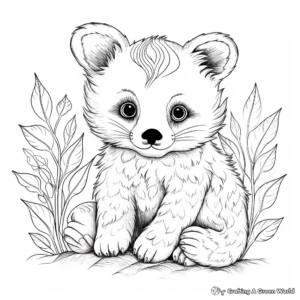 Endearing Red Panda Cub with Mother Coloring Pages 3